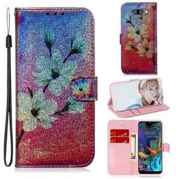 Magnolia Laser Shining Leather Wallet Phone Case for LG Q60