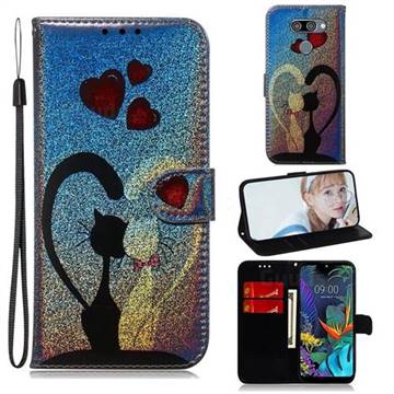 Love Cat Laser Shining Leather Wallet Phone Case for LG Q60