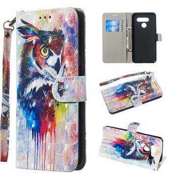 Watercolor Owl 3D Painted Leather Wallet Phone Case for LG Q60