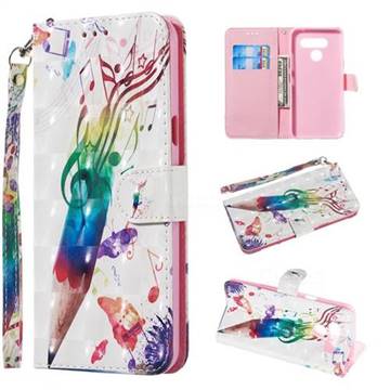 Music Pen 3D Painted Leather Wallet Phone Case for LG Q60