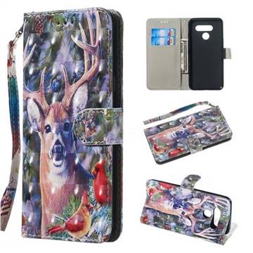 Elk Deer 3D Painted Leather Wallet Phone Case for LG Q60