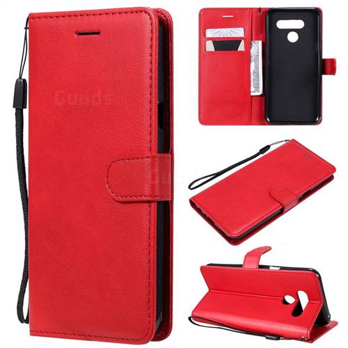 Retro Greek Classic Smooth PU Leather Wallet Phone Case for LG Q60 - Red