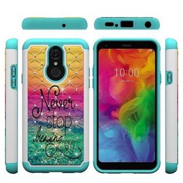 Colorful Dream Catcher Studded Rhinestone Bling Diamond Shock Absorbing Hybrid Defender Rugged Phone Case Cover for LG Q7 / Q7+ / Q7 Alpha / Q7α