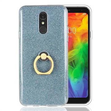 Luxury Soft TPU Glitter Back Ring Cover with 360 Rotate Finger Holder Buckle for LG Q7 / Q7+ / Q7 Alpha / Q7α - Blue