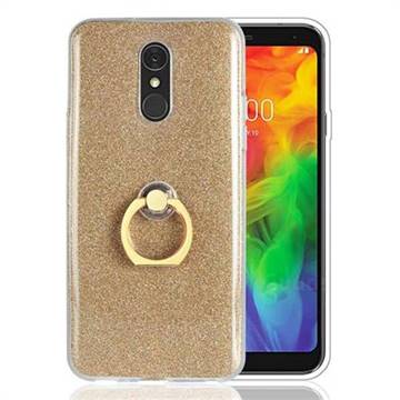 Luxury Soft TPU Glitter Back Ring Cover with 360 Rotate Finger Holder Buckle for LG Q7 / Q7+ / Q7 Alpha / Q7α - Golden