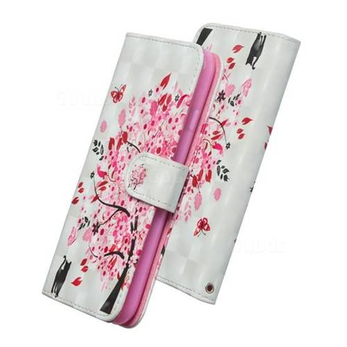 Tree and Cat 3D Painted Leather Wallet Case for LG Q7 / Q7+ / Q7 Alpha / Q7α