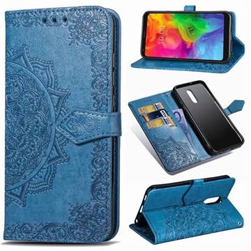 Embossing Imprint Mandala Flower Leather Wallet Case for LG Q7 / Q7+ / Q7 Alpha / Q7α - Blue
