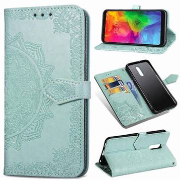 Embossing Imprint Mandala Flower Leather Wallet Case for LG Q7 / Q7+ / Q7 Alpha / Q7α - Green
