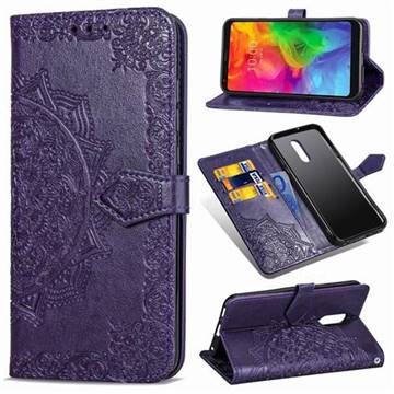 Embossing Imprint Mandala Flower Leather Wallet Case for LG Q7 / Q7+ / Q7 Alpha / Q7α - Purple