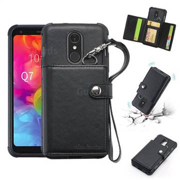 Retro Multi-function Leather Wallet Phone Case for LG Q7 / Q7+ / Q7 Alpha / Q7α - Black