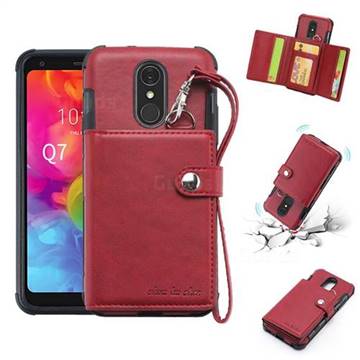 Retro Multi-function Leather Wallet Phone Case for LG Q7 / Q7+ / Q7 Alpha / Q7α - Wine Red