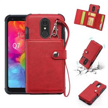 Retro Multi-function Leather Wallet Phone Case for LG Q7 / Q7+ / Q7 Alpha / Q7α - Red