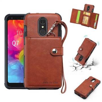 Retro Multi-function Leather Wallet Phone Case for LG Q7 / Q7+ / Q7 Alpha / Q7α - Brown