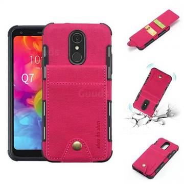 Woven Pattern Multi-function Leather Phone Case for LG Q7 / Q7+ / Q7 Alpha / Q7α - Red