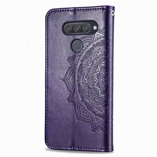 Embossing Imprint Mandala Flower Leather Wallet Case for LG Q70
