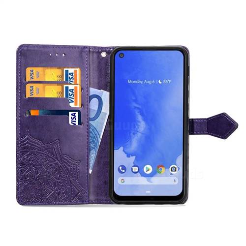 Embossing Imprint Mandala Flower Leather Wallet Case for LG Q70