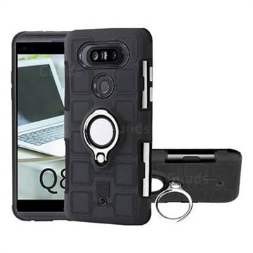 Ice Cube Shockproof PC + Silicon Invisible Ring Holder Phone Case for LG Q8(2017, 5.2 inch) - Black