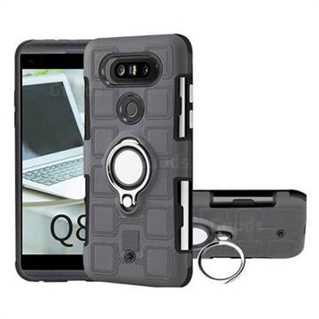 Ice Cube Shockproof PC + Silicon Invisible Ring Holder Phone Case for LG Q8(2017, 5.2 inch) - Gray