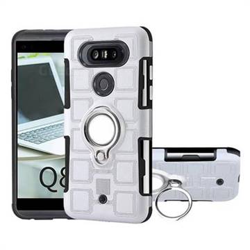 Ice Cube Shockproof PC + Silicon Invisible Ring Holder Phone Case for LG Q8(2017, 5.2 inch) - Silver