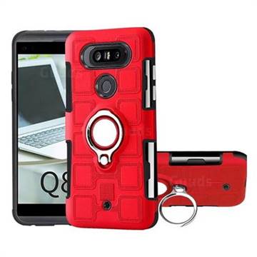 Ice Cube Shockproof PC + Silicon Invisible Ring Holder Phone Case for LG Q8(2017, 5.2 inch) - Red