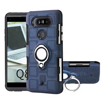 Ice Cube Shockproof PC + Silicon Invisible Ring Holder Phone Case for LG Q8(2017, 5.2 inch) - Royal Blue