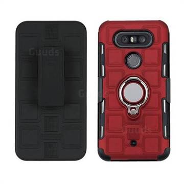 3 in 1 PC + Silicone Leather Phone Case for LG Q8(2017, 5.2 inch) - Red