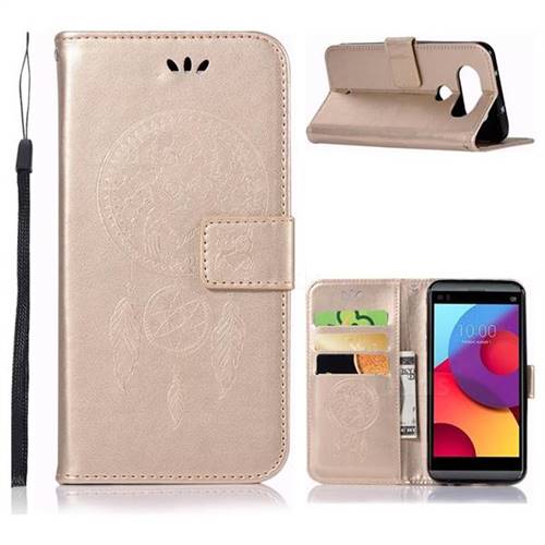 Intricate Embossing Owl Campanula Leather Wallet Case for LG Q8(2017, 5.2 inch) - Champagne