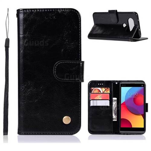 Luxury Retro Leather Wallet Case for LG Q8(2017, 5.2 inch) - Black
