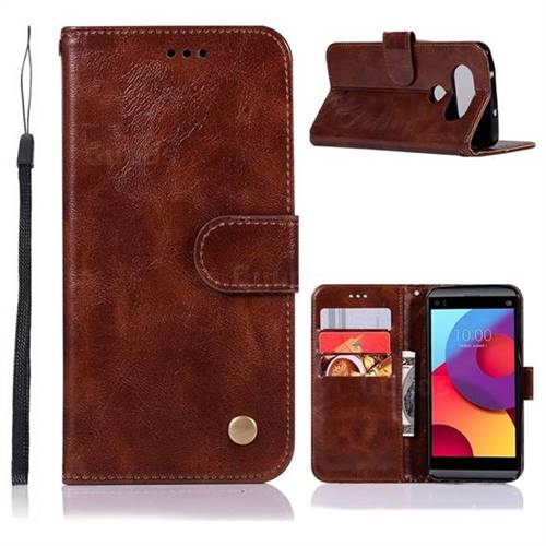 Luxury Retro Leather Wallet Case for LG Q8(2017, 5.2 inch) - Brown