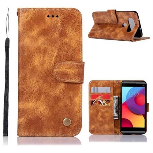 Luxury Retro Leather Wallet Case for LG Q8(2017, 5.2 inch) - Golden