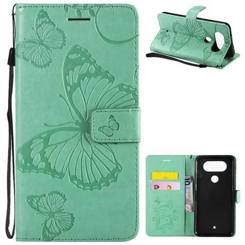 Embossing 3D Butterfly Leather Wallet Case for LG Q8(2017, 5.2 inch) - Green