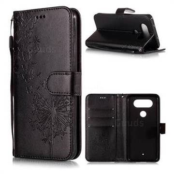 Intricate Embossing Dandelion Butterfly Leather Wallet Case for LG Q8(2017, 5.2 inch) - Black