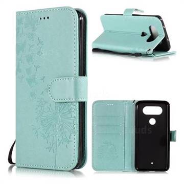 Intricate Embossing Dandelion Butterfly Leather Wallet Case for LG Q8(2017, 5.2 inch) - Green