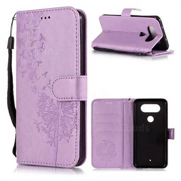 Intricate Embossing Dandelion Butterfly Leather Wallet Case for LG Q8(2017, 5.2 inch) - Purple
