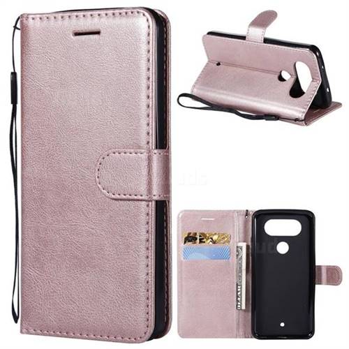 Retro Greek Classic Smooth PU Leather Wallet Phone Case for LG Q8(2017, 5.2 inch) - Rose Gold