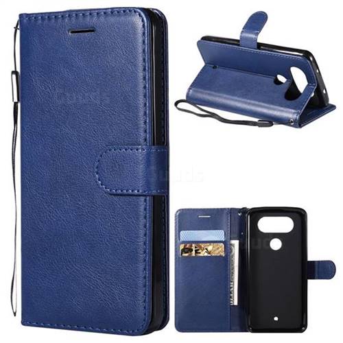 Retro Greek Classic Smooth PU Leather Wallet Phone Case for LG Q8(2017, 5.2 inch) - Blue