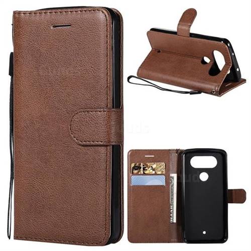 Retro Greek Classic Smooth PU Leather Wallet Phone Case for LG Q8(2017, 5.2 inch) - Brown
