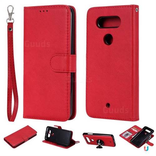 Retro Greek Detachable Magnetic PU Leather Wallet Phone Case for LG Q8(2017, 5.2 inch) - Red