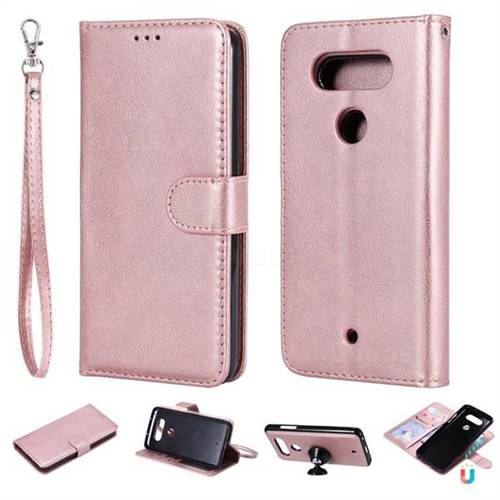 Retro Greek Detachable Magnetic PU Leather Wallet Phone Case for LG Q8(2017, 5.2 inch) - Rose Gold