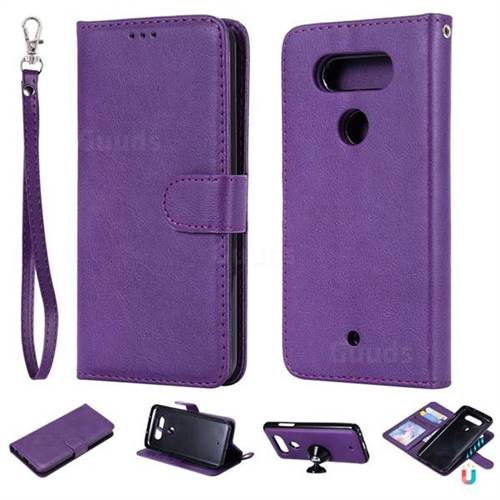 Retro Greek Detachable Magnetic PU Leather Wallet Phone Case for LG Q8(2017, 5.2 inch) - Purple