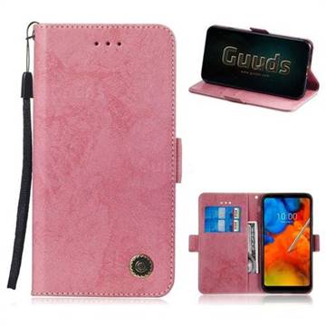 Retro Classic Leather Phone Wallet Case Cover for LG Q8(2017, 5.2 inch) - Pink