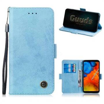 Retro Classic Leather Phone Wallet Case Cover for LG Q8(2017, 5.2 inch) - Light Blue