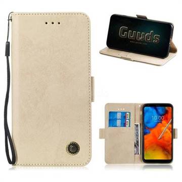 Retro Classic Leather Phone Wallet Case Cover for LG Q8(2017, 5.2 inch) - Golden