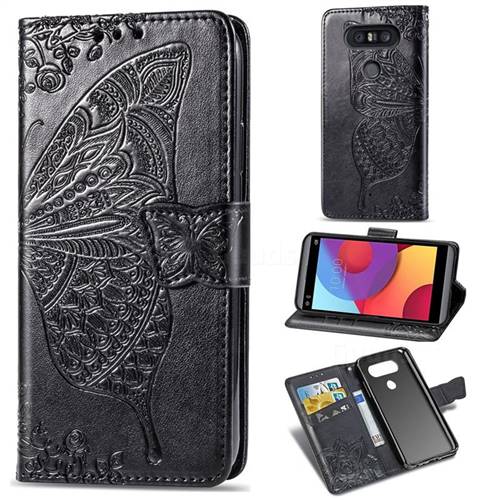 Embossing Mandala Flower Butterfly Leather Wallet Case for LG Q8(2017, 5.2 inch) - Black