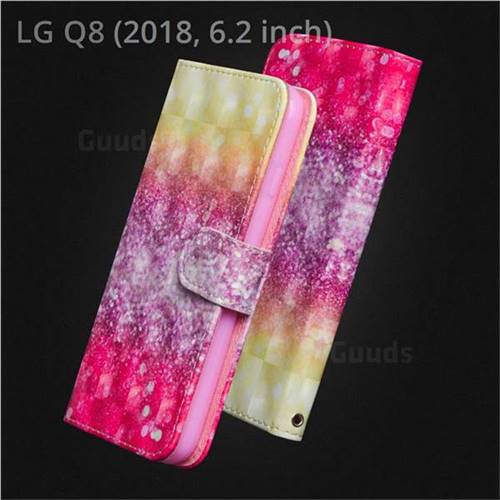 Gradient Rainbow 3D Painted Leather Wallet Case for LG Q8(2018, 6.2 inch)