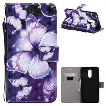 Violet butterfly 3D Painted Leather Wallet Case for LG Q8(2018, 6.2 inch)