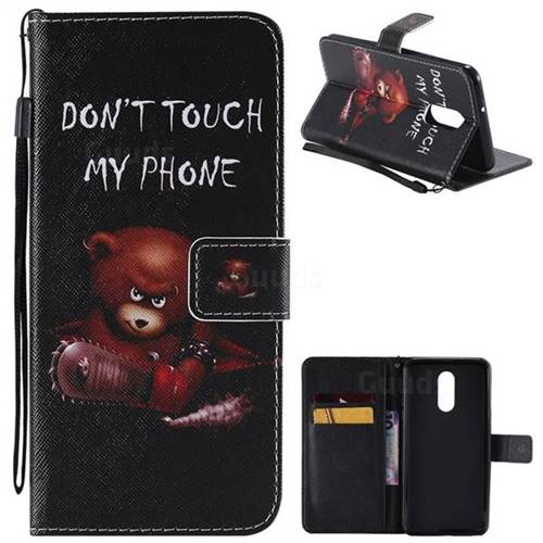 Angry Bear PU Leather Wallet Case for LG Q8(2018, 6.2 inch)