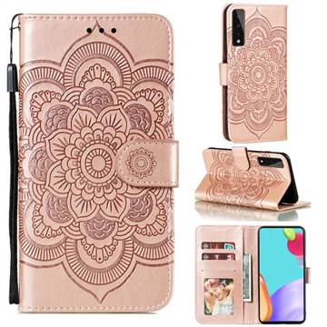 Intricate Embossing Datura Solar Leather Wallet Case for LG Stylo 7 5G - Rose Gold