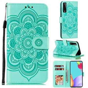Intricate Embossing Datura Solar Leather Wallet Case for LG Stylo 7 5G - Green