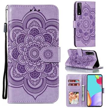 Intricate Embossing Datura Solar Leather Wallet Case for LG Stylo 7 5G - Purple